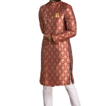 Golden Red Maharaja Style Banarasi Brocade Silk Sherwani | Regal Ethnic Wear | Jaipurio